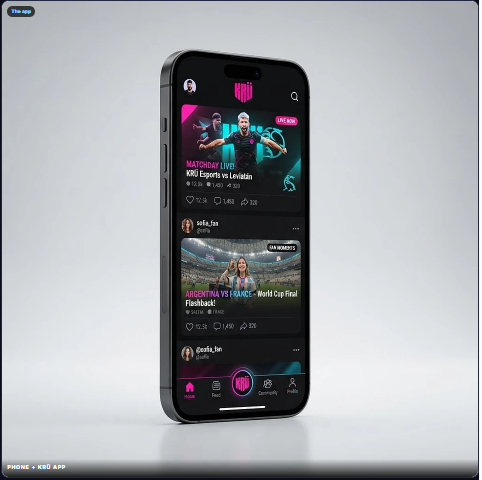 Phone running the KRÜ app