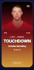 Live touchdown moment on the KRÜ app
